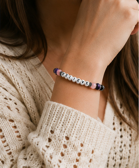 Believe Bracelet | Rozenkwarts, Zwarte Agaat
