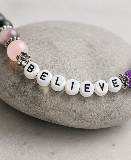 Believe Bracelet | Rozenkwarts, Zwarte Agaat