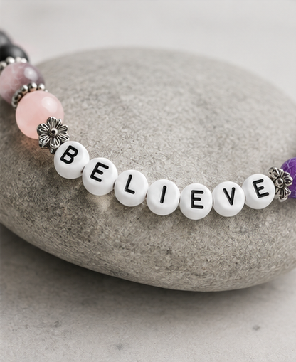 Believe Bracelet | Rozenkwarts, Zwarte Agaat