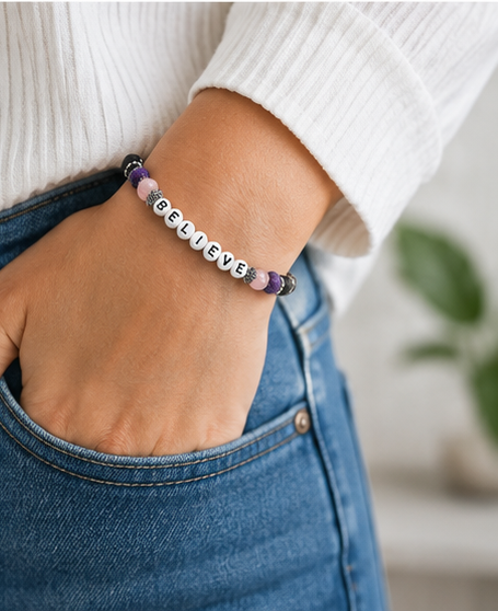 Believe Bracelet | Rozenkwarts, Zwarte Agaat