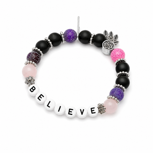 Believe Bracelet | Rozenkwarts, Zwarte Agaat